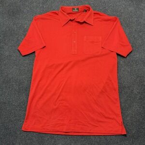 Vintage Countess Mara Polo Shirt Mens Medium Red Solid Pocket Knit Short Sleeve